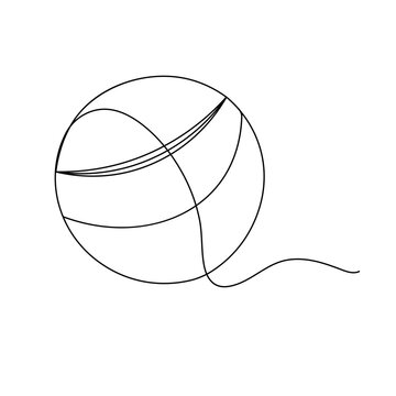Cricket ball icon single line art drawing outline vector illustration 