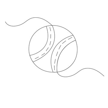 Cricket ball icon single line art drawing outline vector illustration 