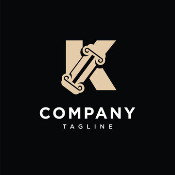 Letter K Law Pillar Logo Icon Vector