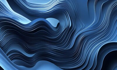Poster - 
Abstract blue lines in the shape of waves on a black background, digital art, wallpaper,