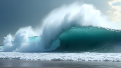  Powerful Ocean Wave and Tranquil Snowy Winter River Landscape Dual Concept