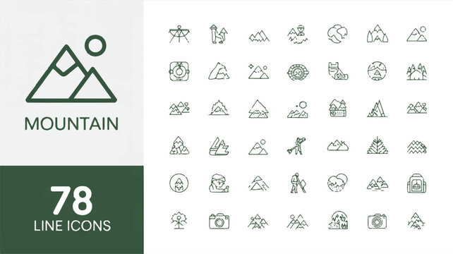 Mountain landscape nature icons hiking