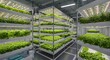 © M.Rivalsyah - Indoor vertical farm showcases sustainable agriculture with thriving leafy green crops and efficient LED lighting for food production