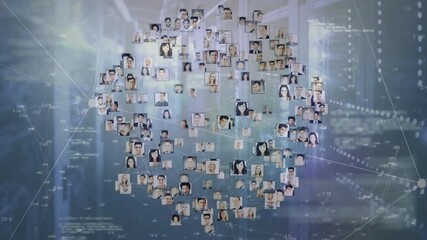 Poster - Server network initiating portraits converging into sphere showing connectivity loosening into ring