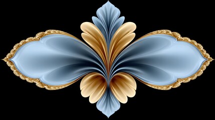 Poster - fractal symmetry in electric blue and gold tones, spiritual energy