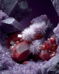 Poster - crystal cave interior with glowing gem clusters