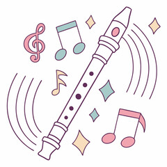 Poster - Traditional Bansuri Flute Vector with Abstract Background—Indian Bamboo Instrument