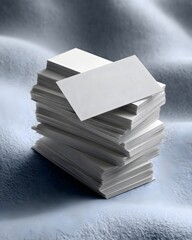 Poster - business card mockup on textured paper with embossed logo