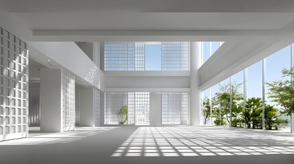 Poster - minimalist yoga studio with large windows and natural light