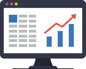 Fototapete - Computer monitor displaying data charts and graphs, indicating financial growth and analysis.