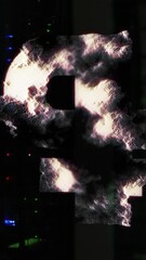 Poster - Pound symbol spinning against computer server room in background