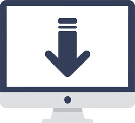 Fototapete - Computer screen displaying a downward arrow icon, symbolizing download or data transfer.