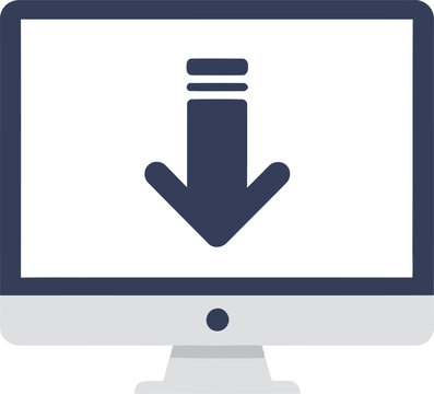 Computer screen displaying a downward arrow icon, symbolizing download or data transfer.