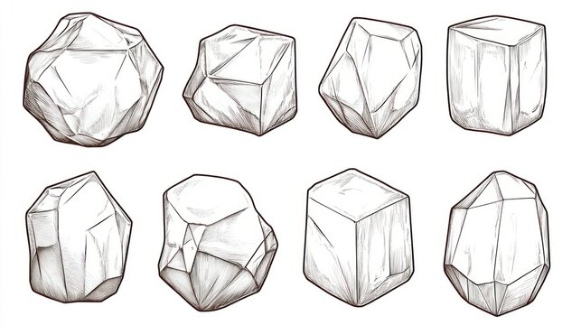 Graphic illustration of various crystals
