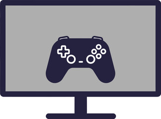 Poster - A simple illustration of a gamepad displayed on a computer monitor, representing gaming.