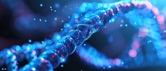 DNA strand with a specific gene sequence highlighted and glowing dark background scientific biology.