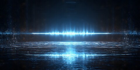 Poster - Abstract Blue Light Reflection on Wet Surface