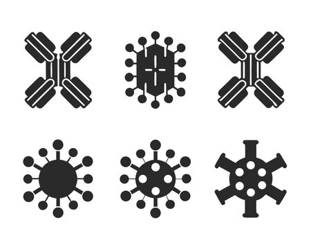 set of Antibody icon vector silhouette illustration isolated on white background