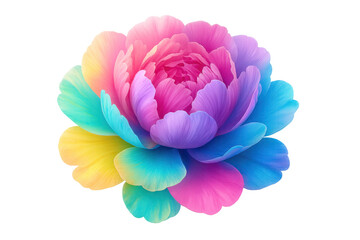 Poster - Vibrant peony blossom against transparent backdrop, highlighting delicate petals and soft natural beauty