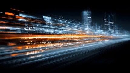 Poster - Dynamic Light Trails Over a Cityscape at Night