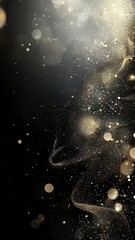 Fototapete - Sleek black curves merging with glittering gold specks, forming sophisticated abstract design conveying refined elegance and visual luxury