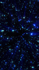 Poster - Dynamic cosmic explosion with radiant blue particles, symbolizing energy and motion in deep space