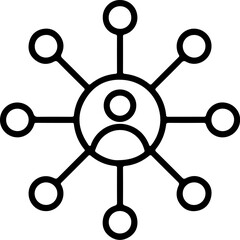 Poster - Abstract icon representing a central person connected to multiple external nodes or contacts