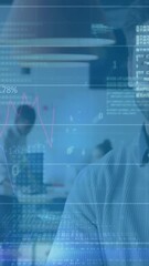 Poster - Animation of financial data processing over caucasian businessman in office