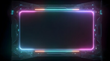 Poster - Futuristic Neon Frame with Glowing Edges