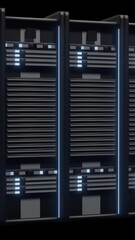 Poster - Animation of ai digital data processing and brain over computer servers