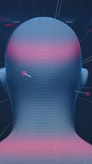 Poster - Animation of human head and data processing over dark background