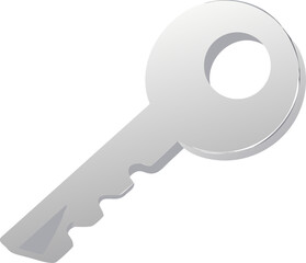 Poster - Sleek and minimal silver key symbol a modern design element isolated on white background