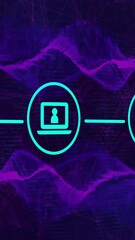 Poster - Connected devices animation over purple abstract background