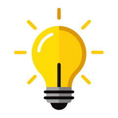 Leinwandbilder - A bright yellow lightbulb symbol representing an idea or innovation isolated on white background