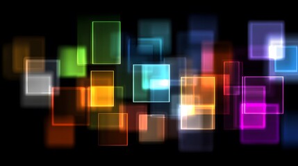 Poster - Vibrant Overlapping Squares on Dark Background