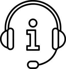 Poster - Headset with information symbol for customer support and assistance