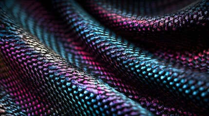 Poster - Iridescent Fabric with Wavy Texture and Multicolor Reflections