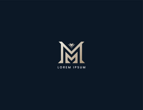 mm diamond letter logo design, mm jewellery business, mm modern initials