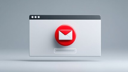 Poster - Email security, spam call. Email icon on a web browser with a red button design.