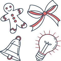 Poster - Christmas bells set with bows vector illustration