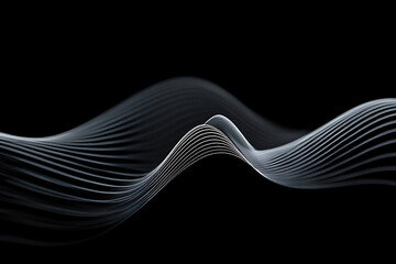 Poster - Abstract white lines create a smooth, wavy pattern against a black background, forming an elegant and modern design