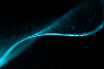 Poster - A dreamy abstract background features a glowing blue curve against a dark backdrop, creating a modern and artistic effect