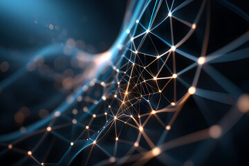 Aufkleber - A complex network of glowing lines and nodes creates an abstract and futuristic technology background, symbolizing digital communication and data connections
