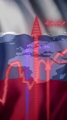 Poster - Stock market data animation over world map and Russia flag