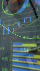 Poster - Analyzing financial data on tablet, business professional with stock market animation
