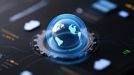 Aufkleber - Digital Globe: A luminescent globe encapsulated within a futuristic digital interface, radiating the interconnectedness of our planet.