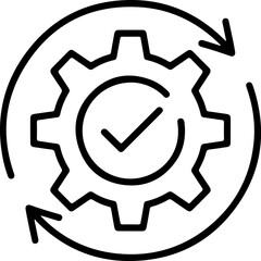 Poster - Gear with checkmark and circular arrows symbolizing successful process completion