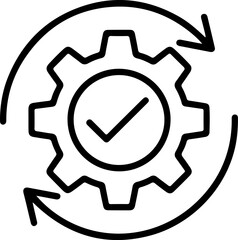 Poster - Gear with checkmark inside and circular arrows indicating process or workflow
