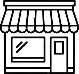 Aufkleber - Simple black outline icon of a storefront with awning and window