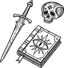 Poster - Crossed swords and shield icon set vector illustration
